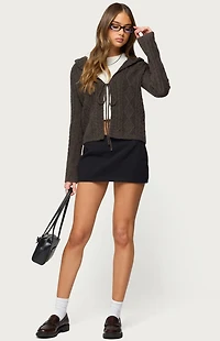 Edikted Jayla Hooded Cable Knit Cardigan