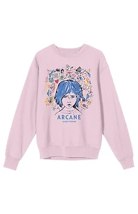 Arcane League Of Legends Powder Doodle Art Crew Neck Sweatshirt
