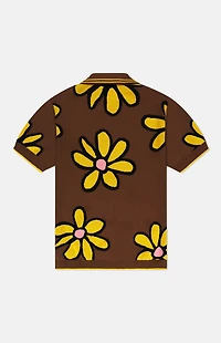 WeSC Brown Daisy Short Sleeve Polo Cardigan
