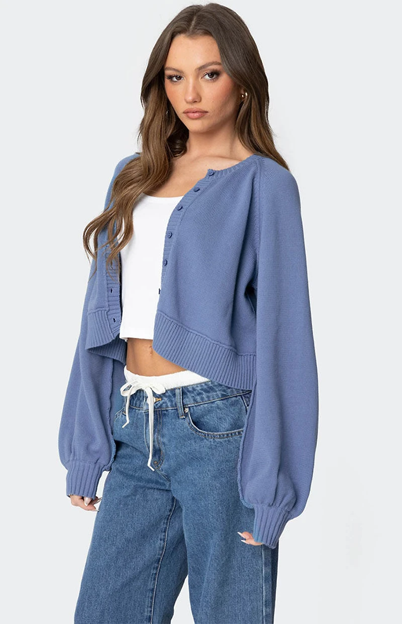 Edikted Sammi Puff Sleeve Knit Cardigan