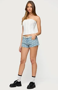 Edikted Josie Polka Dot Denim Shorts
