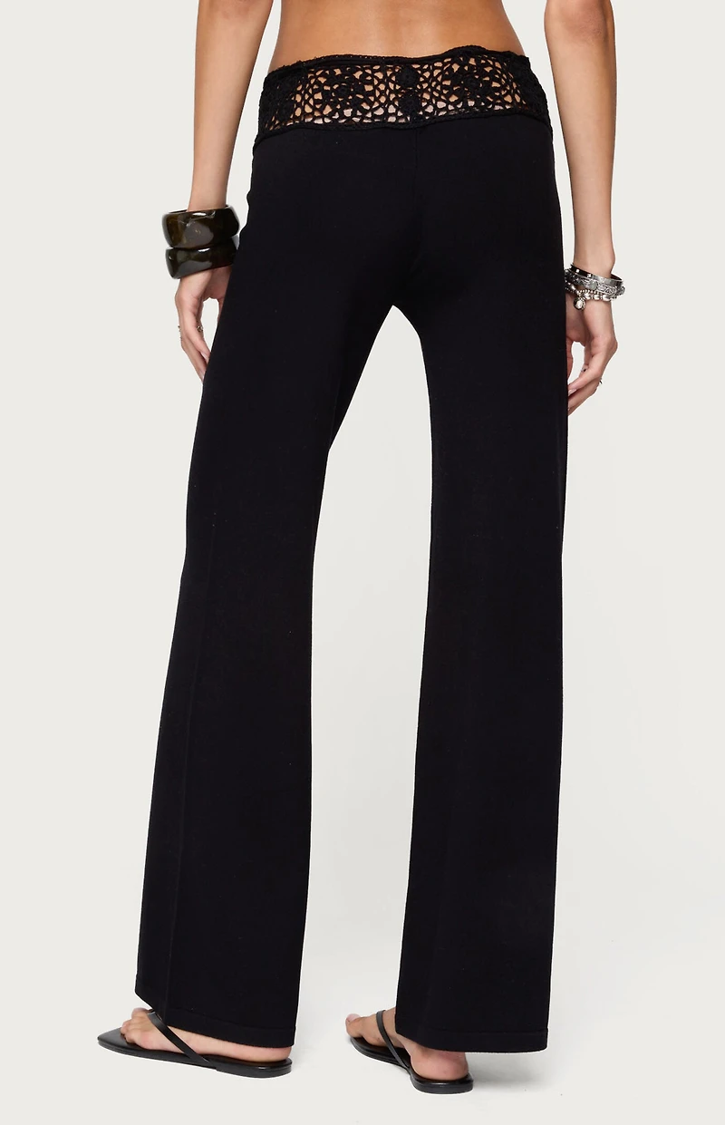 Edikted Kirsty Crochet Waist Knit Pants