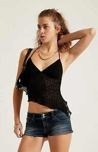 Third Charm Netted Asymmetrical Halter Top