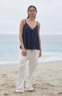 John Galt Blue Polka Dot Edith Tank Top