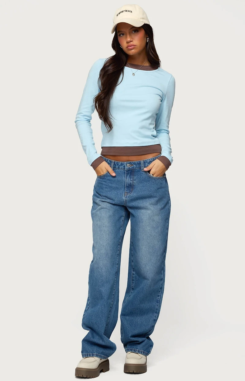 Edikted Contrast Layered Look Long Sleeve T-Shirt