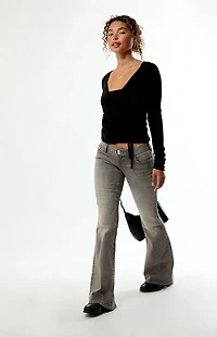 Pacsun Alana Ultimate Low Rise Flare Jeans Stretch Gray