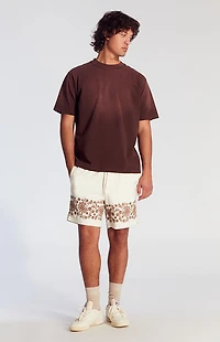 Pacsun Cream Embroidered Volley Shorts
