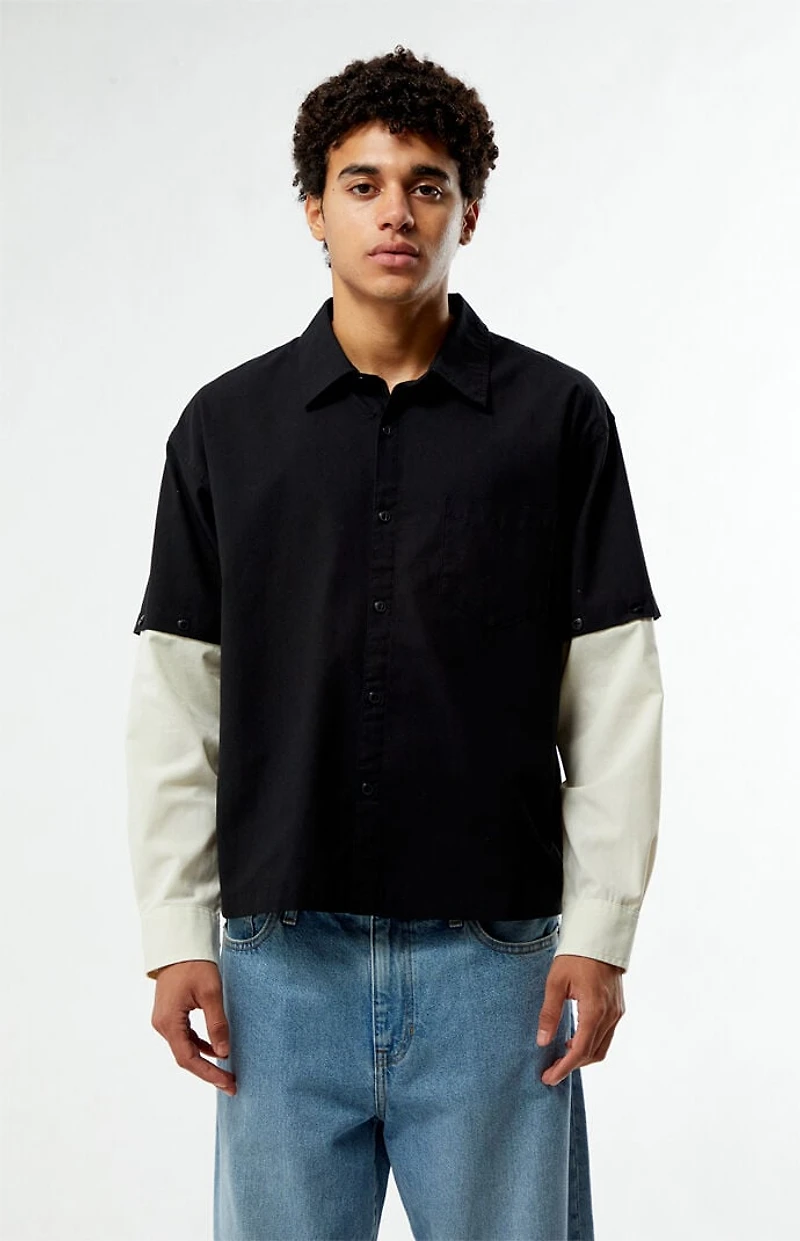 Pacsun Black & White 2fer Long Sleeve Shirt