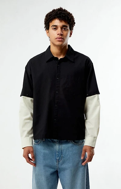 Pacsun Black & White 2fer Long Sleeve Shirt