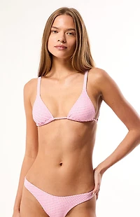 Pacsun Pink Gingham Print Rae Triangle Bikini Top