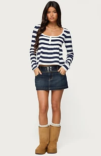 Edikted Fatama Denim Mini Skirt