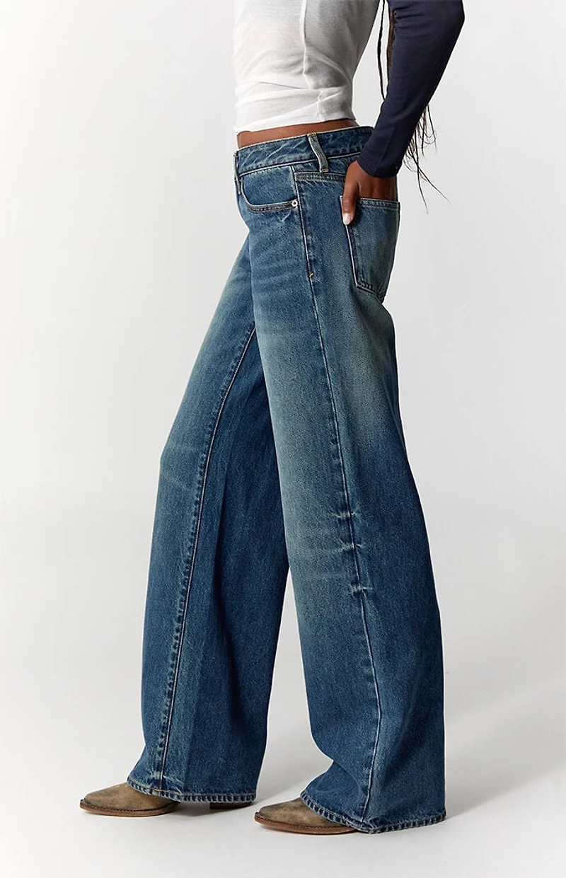 Pacsun Casey Low Rise Baggy Jeans Medium Blue Wash