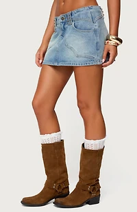 Edikted Tory Western Denim Mini Skirt