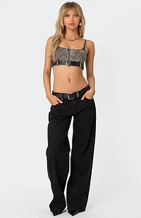 Edikted Belted Denim Crop Top
