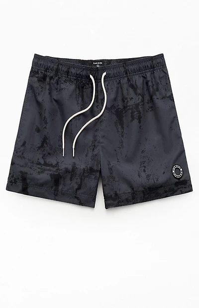 Pacsun Black Oil Dye 4.5" Swim Trunks