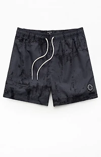 Pacsun Black Oil Dye 4.5" Swim Trunks