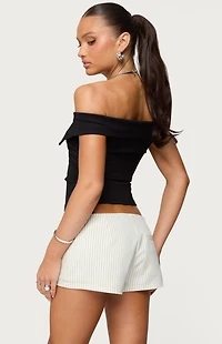 Edikted Collared Off Shoulder Zip Up Top
