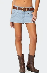 Edikted Stitched Up Denim Mini Skort