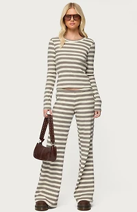 Edikted Avalie Striped Ribbed Pants