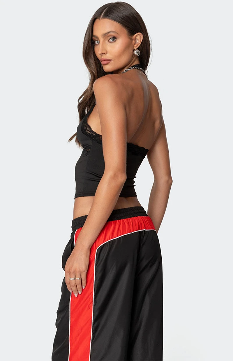 Edikted Cindi Lace Trim Halter Top