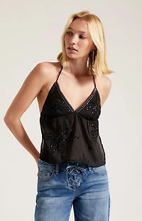 Third Charm Cleo Open Back Sequin Top