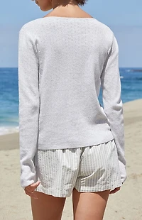 John Galt Silver Athelia Pointelle Cardigan