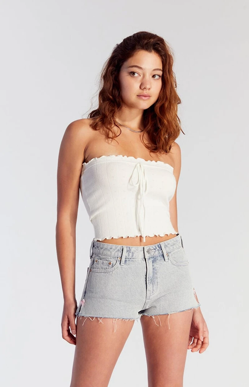 Pacsun Light Indigo Bow Denim Micro Shorts