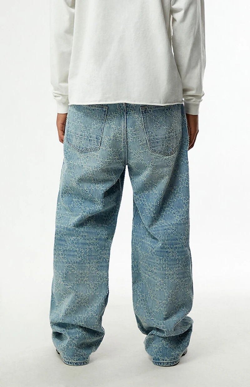 Pacsun Blake Extreme Baggy Jeans Textured Tinted Light Blue