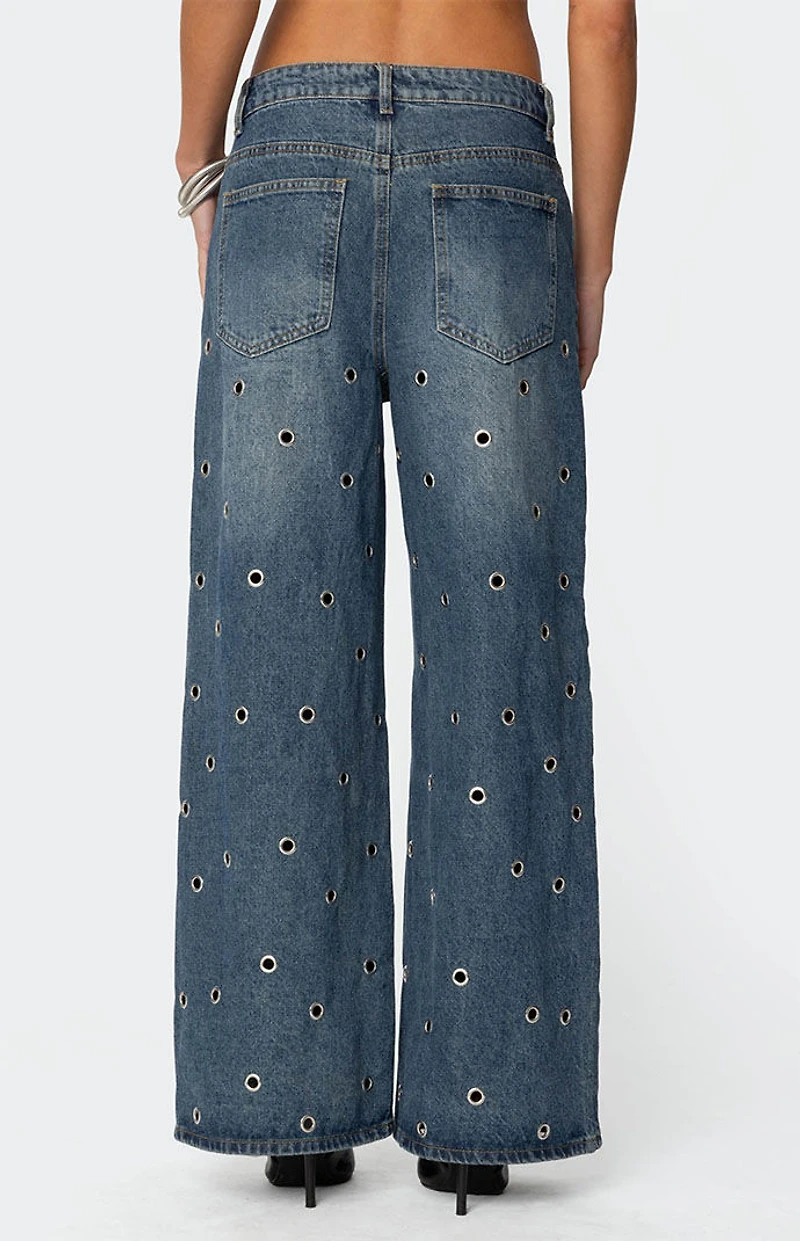 Edikted Jainie Grommet Low Rise Jeans