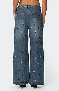 Edikted Jainie Grommet Low Rise Jeans