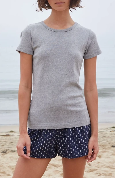 John Galt Black Heather Hailie Short Sleeve Top