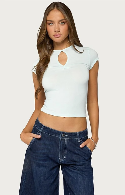 Edikted Posea Twist Keyhole Cutout T-Shirt