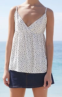 John Galt White Floral Edith Tank Top