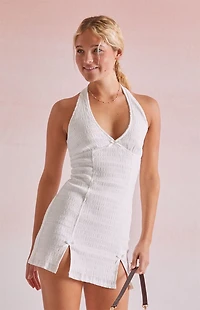 Beverly and Beck Deanna Linen Halter Mini Dress