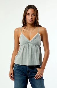 Your Favorite Elena Beaded V-Neck Babydoll Top