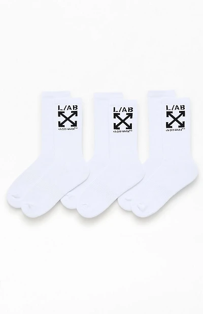 L/AB c/o Off-White 3 Pack White Clamp Arrows Crew Socks