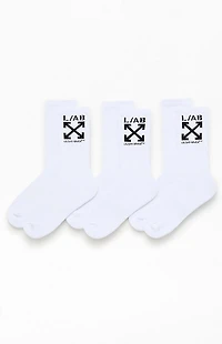 L/AB c/o Off-White 3 Pack White Clamp Arrows Crew Socks