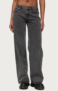 Edikted Tall Raelynn Washed Low Rise Baggy Jeans