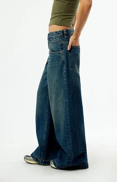 Pacsun Sloane Low Rise Ultra Baggy Jeans Dark Blue