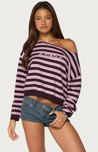 Edikted Campus Striped Knit Sweater