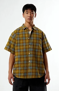 Vans Tan Lawson Plaid Linen Button Down Shirt