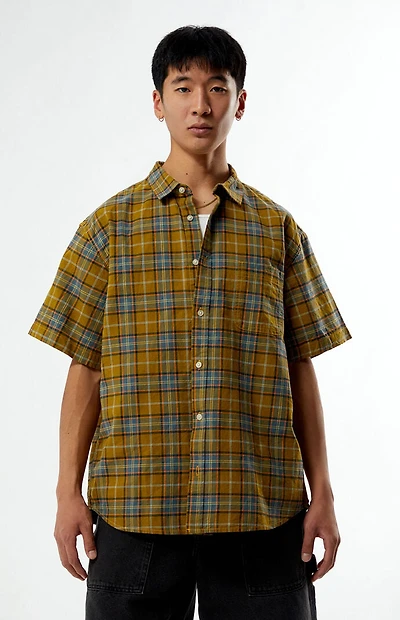 Vans Tan Lawson Plaid Linen Button Down Shirt