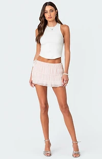 Edikted Abrielle Tiered Chiffon Mini Skirt