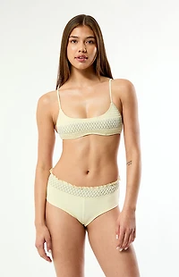 Pacsun Yellow Gingham Alina Smocked Bralette Bikini Top