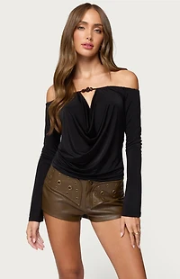 Edikted Kezya Draped Off Shoulder Top