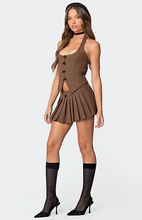 Edikted Palmer Plaid Pleated Mini Skort