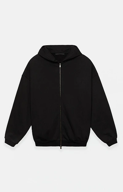 Fear of God ESSENTIALS Black Heavy Fleece Full Zip Hoodie