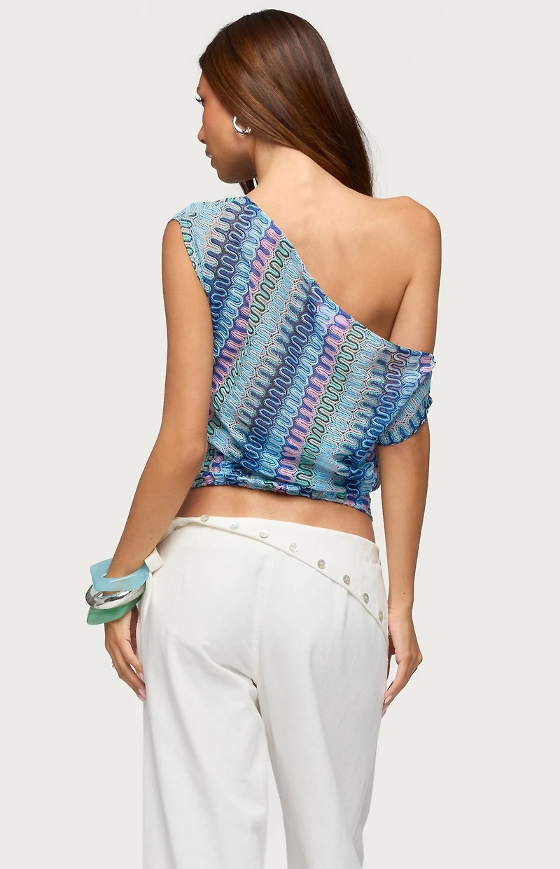 Edikted Taniya Off Shoulder Zigzag Knit Top
