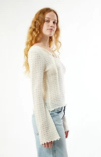Your Favorite Diana Open Knit Tie Front Sweater