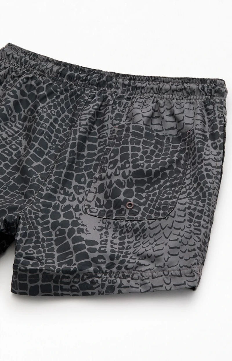 Pacsun Black Crocodile 4.5" Swim Trunks